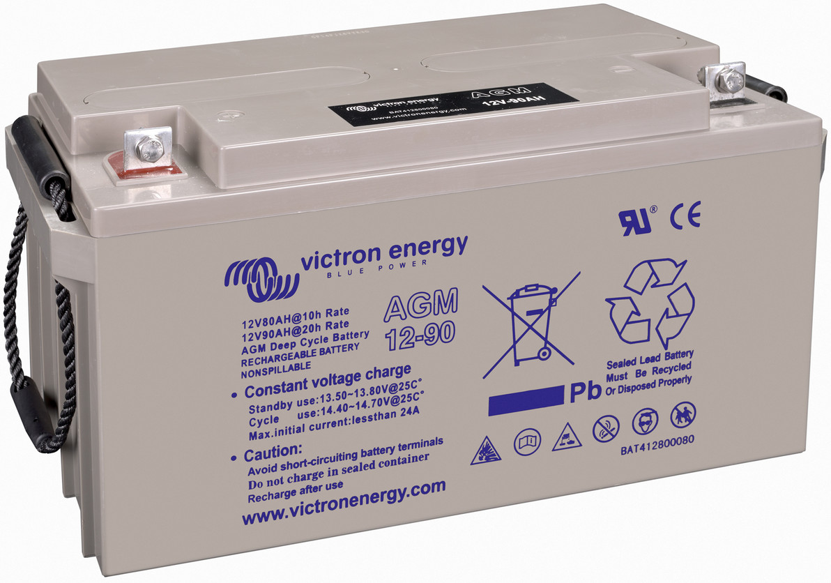Victron 12V AGM deep cycle battery - 80 ah @ C10, 90 ah @C20 